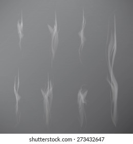 Delicate white cigarette smoke waves on transparent background