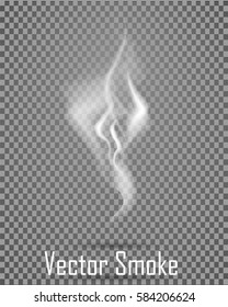 Delicate white cigarette smoke waves on transparent background vector illustration