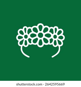 Uma delicada bandana branca contra um fundo verde profundo acrescenta um toque de charme floral perfeito para celebrações ou desgaste casual Design gráfico vetorial minimalista.