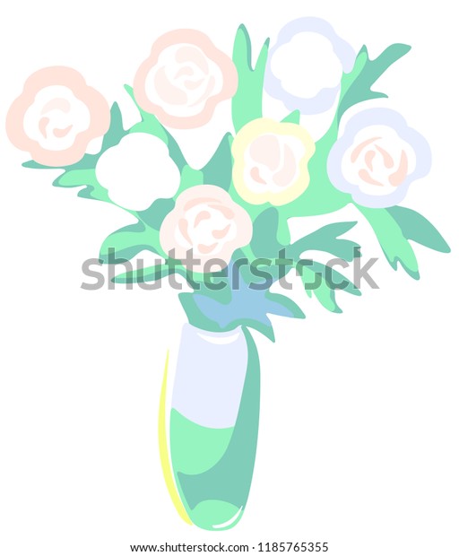 Delicate White Flowers Crystal Vase Vector Stock Vector Royalty