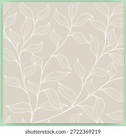 Ramas frondosas blancas delicadas sobre fondo beige