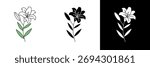 A delicate white lily flower symbolizing purity and renewal, perfect for religious events, spring celebrations, or spiritual-themed vector designs.