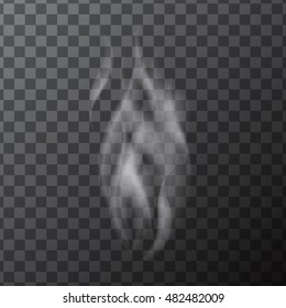 Delicate white realistic cigarette smoke waves on transparent background. Isolated. Vector illustration.