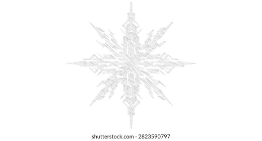 Delicate white snowflake showcasing fine crystal patterns, perfect for winter, Christmas, and holiday decoration visuals.