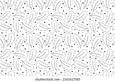 Delicate wild leaves pattern field plants. Seamless botanical motifs. Seamless vector texture. For fashion prints. Print in a handmade style on a white background. Vector illustration. 