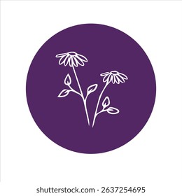 Delicate wildflower icon with buds and branches. Suitable for organic labels and botanical projects.