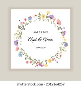 delicate wildflower wedding invitation card