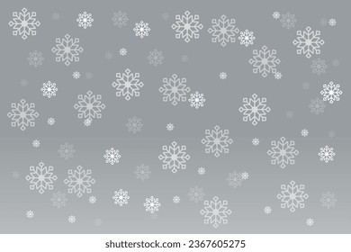 Delicate winter background in silver color with snowflakes. Vector design for postcard, cover, web page