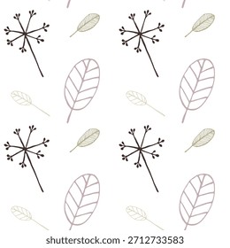 Elementos delicados da planta do inverno arranjados para a textura perfeita, intemporal do papel de parede. Impressão repetida.