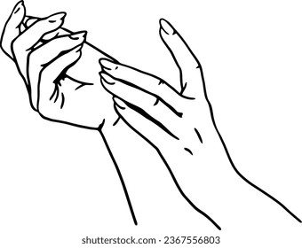 Delicate woman hands pose vector illustration