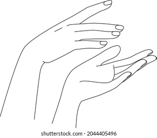 Delicate woman hands, rejuvenating, Realistic Gestures, Line Art, Vector Illustration svg