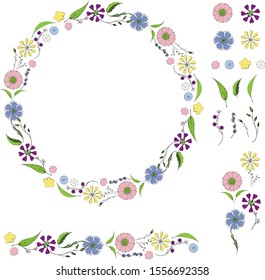 Delicate wreath of wild flowers