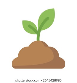 Planta jovem delicada germinando e crescendo a partir de um pequeno monte de solo marrom