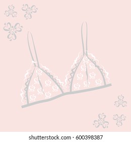 Delicated bra, lace, vector isolated