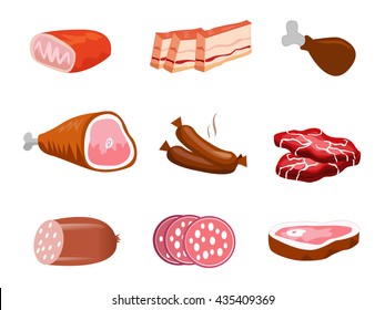 Ilustración vectorial De Delicatessen Y Carne De Carne