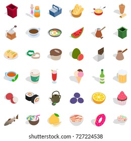 Delicatessen icons set. Isometric style of 36 delicatessen vector icons for web isolated on white background