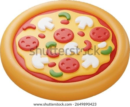 Delicious 3D Render of a Pepperoni and Mushroom Pizza