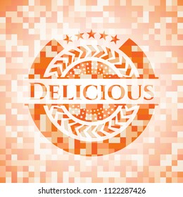 Delicious abstract orange mosaic emblem