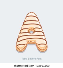 Delicious Alphabet. Vector illustration. Letter A