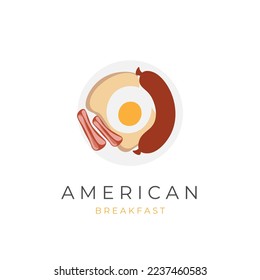 Delicious American Breakfast Illustration Logo With Sausage