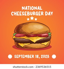 Delicious American Cheeseburger: A Hungry Element of Fast Food Art on National Cheeseburger Day, September 18th, USA Flag Vector Design
