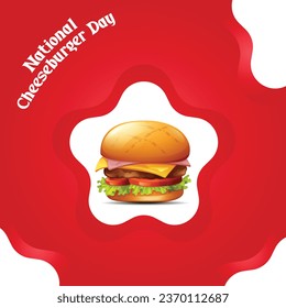 Delicious American Cheeseburger: A Hungry Element of Fast Food Art on National Cheeseburger Day, September 18th, USA Flag Vector Design