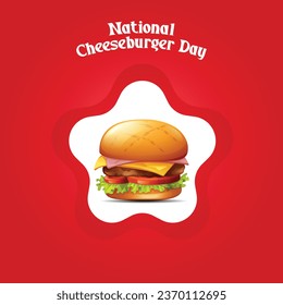 Delicious American Cheeseburger: A Hungry Element of Fast Food Art on National Cheeseburger Day, September 18th, USA Flag Vector Design