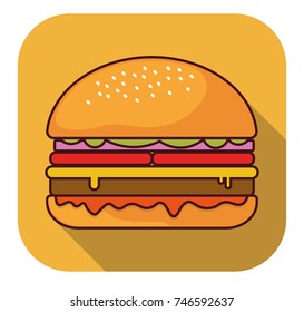 Delicious american cheeseburger with ketchup. Vector icon for web or mobile applications