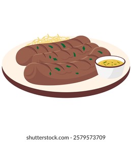 Delicious Apfelstrudel and Bratwurst: Traditional German Vector Art