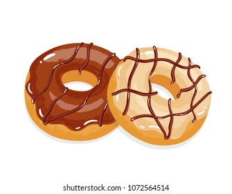  Delicious appetizing donuts with glaze and sprinkling. Vector illustration