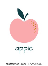 delicious apple fresh fruit nutrition, simple cartoon pink apple isolated on white background, vector illustration for any design