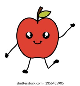 delicious apple fruit kawaii character