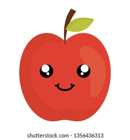 delicious apple fruit kawaii character