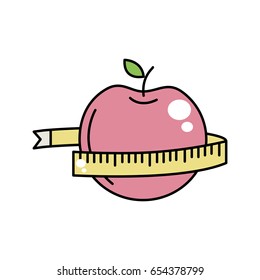 delicious apple fruit with tap measuring