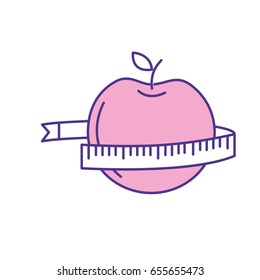 delicious apple fruit with tape measuring