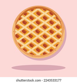 Delicioso pastel de manzana, aislado, Ilustración vectorial.