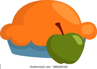 Delicious apple pie,illustration,vector on white background