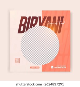 Delicious Asia food biryani dish social media post design