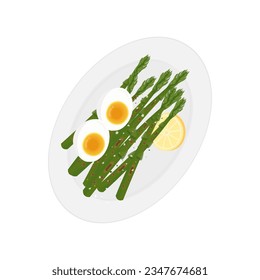 Delicious Asparagus Illustration Logo with egg