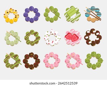Delicious Assorted Flavors of Pon de Ring Donuts with Colorful Toppings

Perfect for themes related to desserts, snacks, bakery, sweet food, and kawaii aesthetics.