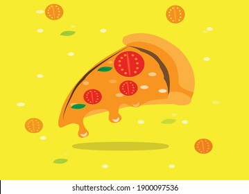 delicious and attractive pizza illustration, pizza vector, pizza icon on orange background