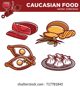 Delicious authentic fresh nutritious Caucasian food vector collection