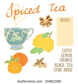 Delicious autumn spiced tea recipe with lemon, orange, star anise and clove