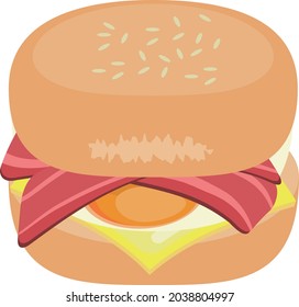 Delicious Bacon Burger element creation, Food illustration graphic design.