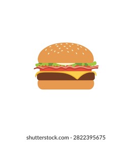 Delicious Bacon Cheeseburger Illustration Isolated on White Background for Fast Food Menu Design