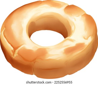 Delicioso Bagel Detallado Vector De Ilustración Dibujado A Mano Aislado