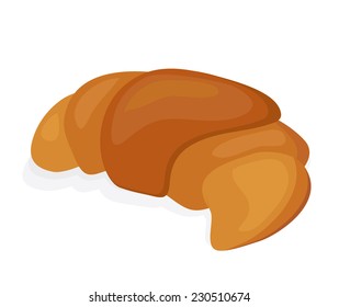 Delicious baked croissant isolated on a white background
