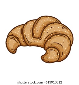 Delicious baked croissant isolated on a white background