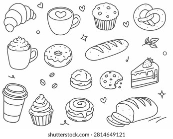 Delicious Bakery Pastry and Coffee Doodle
