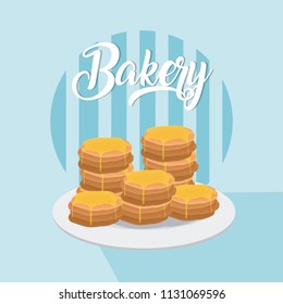 Delicious bakery products on dish
